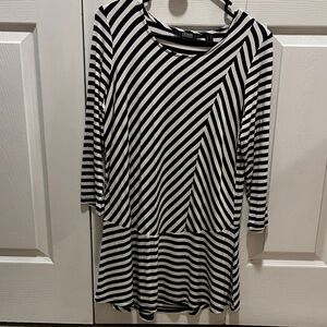 Dennis Basso Black and White Striped Top